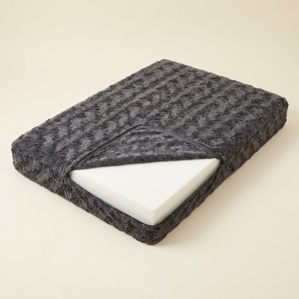 Orthopedic memory-foam core inside the bed